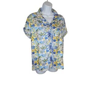 Haute Dreamz Lemon Tile Pajama Set Women's M Top & Shorts Sleepwear Cottagecore‎